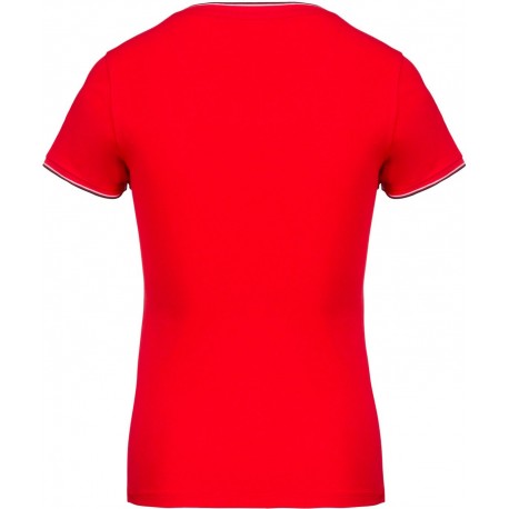 Tee shirt col V maille piquée Femme