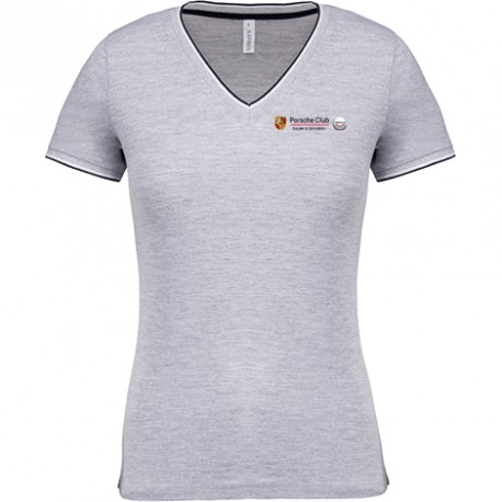 T-shirt maille piquée col V FEmme