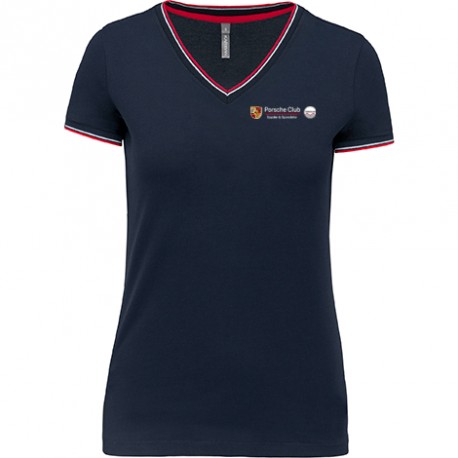 T-shirt maille piquée col V FEmme