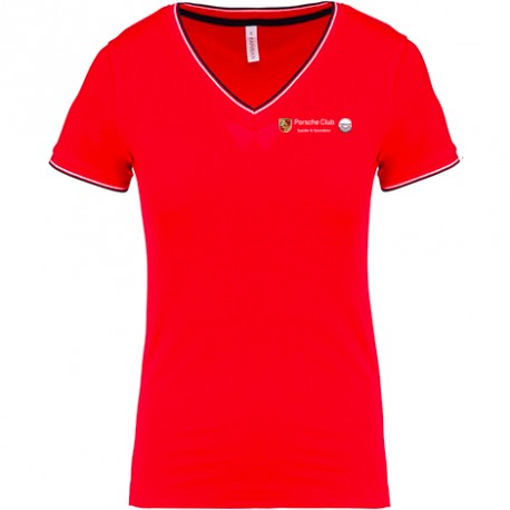 T-shirt maille piquée col V FEmme