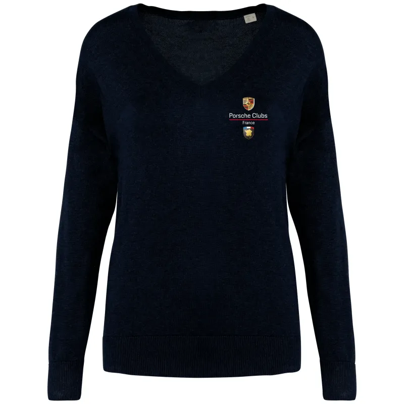 Pull col V Lyocell Tencel Femme Porsche