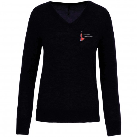 Pull col V femme