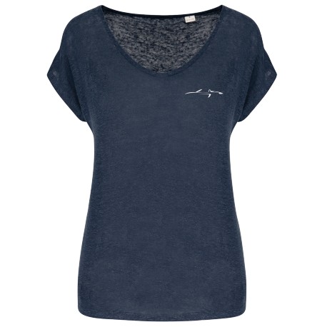 Tee shirt col V lin femme PCRA